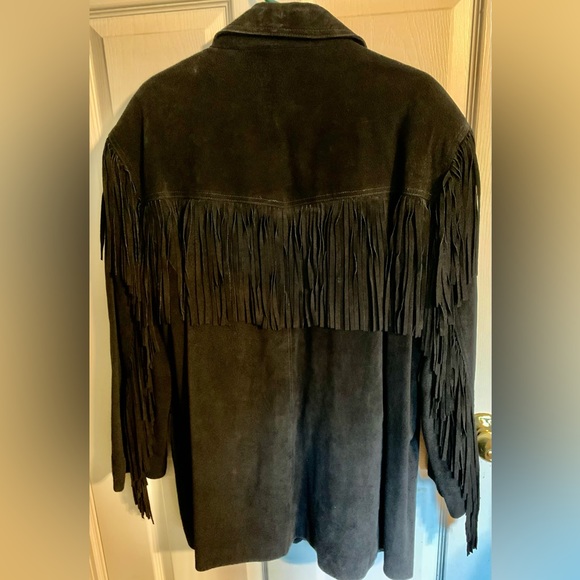 NEW LOWER PRICE! Black Suede Leather Fringed Plus Size Woman's Jacket-NEVER WORN - Picture 2 of 10